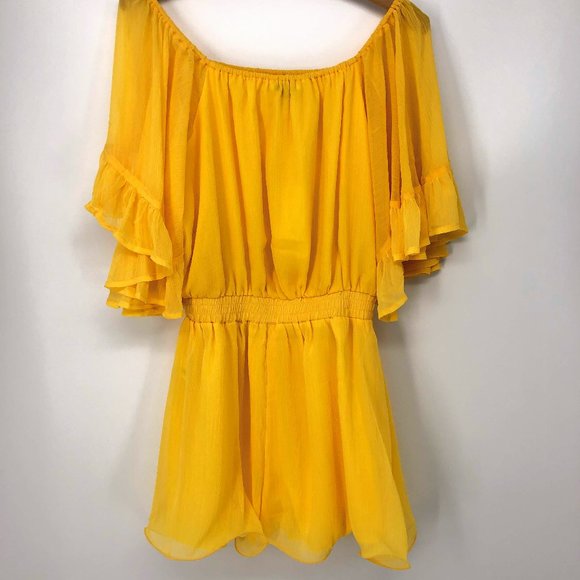 Endless Rose Honey Yellow Ruffled Sleeve Romper - Picture 7 of 8